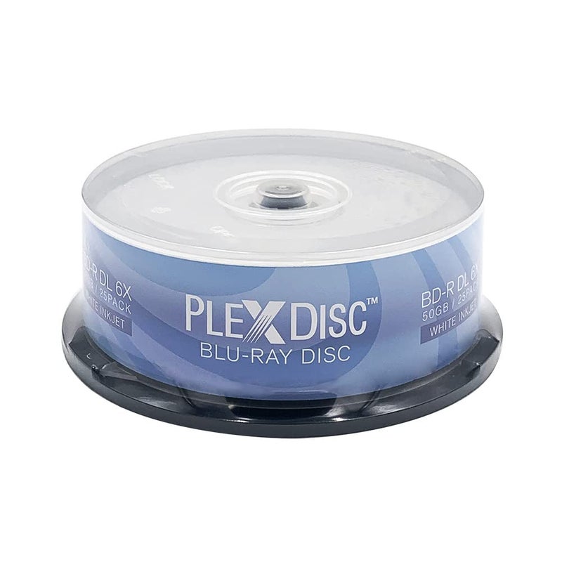 PLEXDISC 645-213 50 GB 6X Blu-ray Double Layer Recordable BD-R DL White Inkjet, 25-Disc Spindle - Image 1